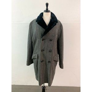 Grais Originals Vintage Herringbone Heavy Wool Fleece Coat Size 40